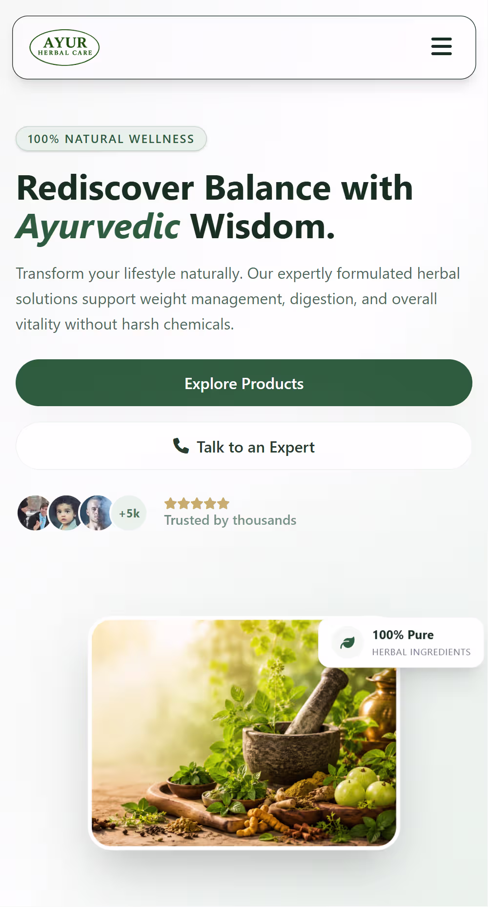 Ayur Herbal Care Mobile View