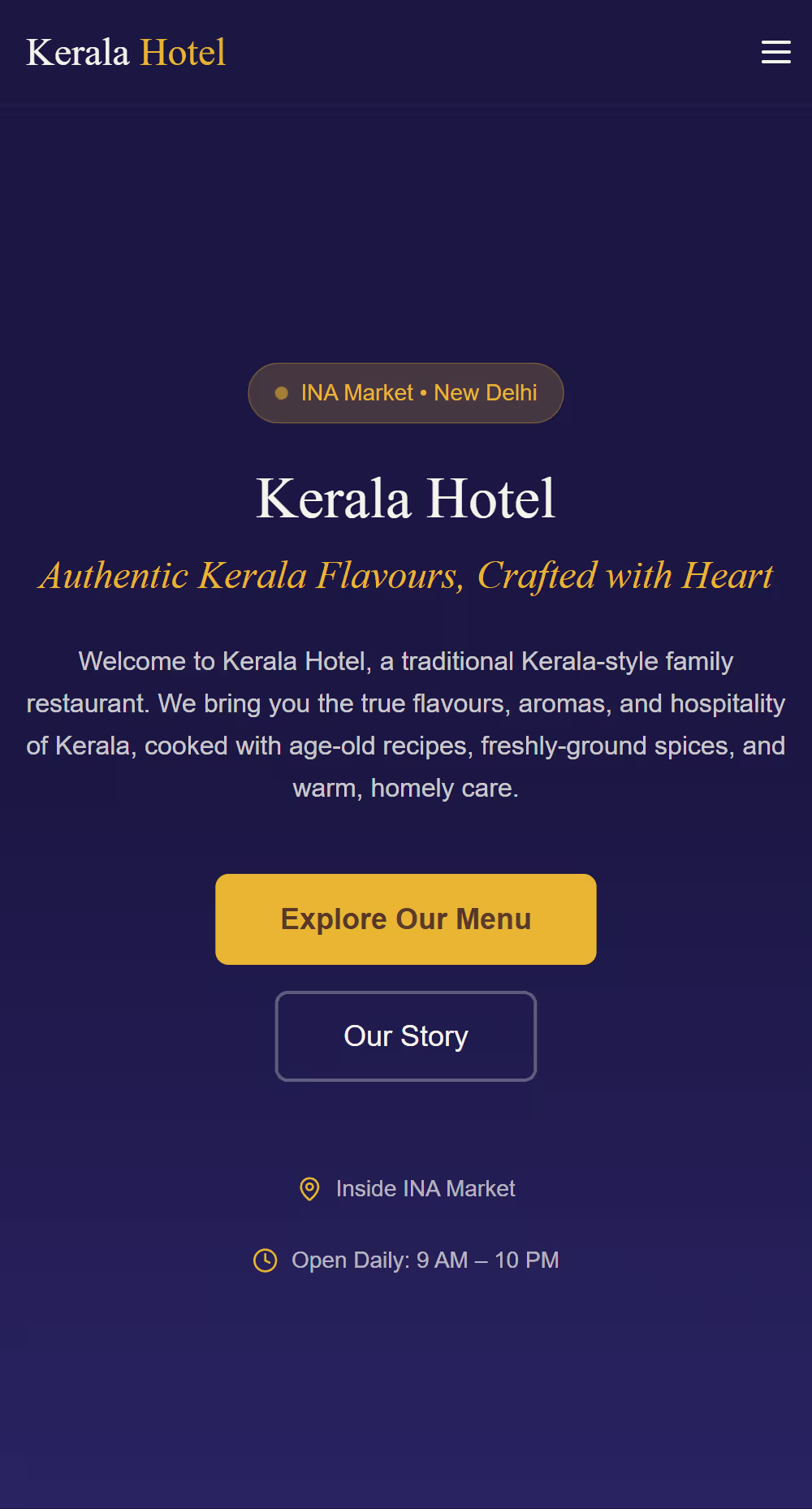 Kerala Hotel Mobile View